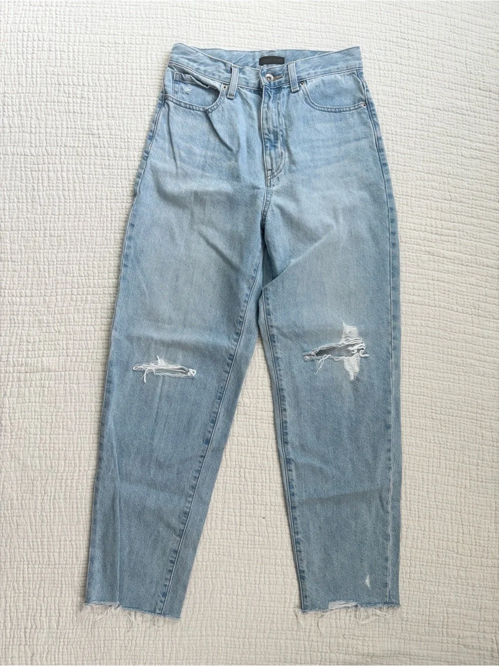 Uniqlo Light Blue High Rise Ripped Jeans - Picture 1 of 4